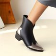 thumbnail image 4 of Autumn And Winter Color Matching Pointed Toe TThick Heel Ladies Short Boots, 4 of 9