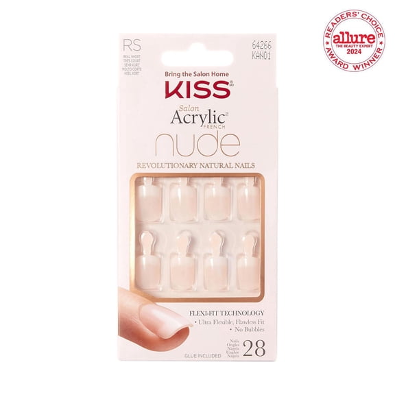 KISS Salon Acrylic - French Nude Breathtaking - Fake Nails, Short