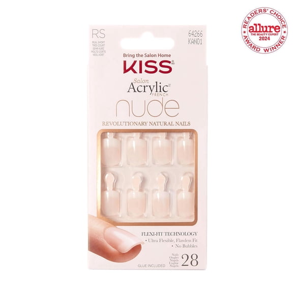 KISS Salon Acrylic - Français Nu à Couper le Souffle - Faux Ongles, Courts