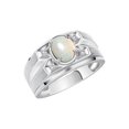 thumbnail image 3 of RYLOS Men's Rings Sterling Silver Rings Classic Designer Style 8X6MM Oval Gemstone &  Diamond Ring Opal October Birthstone Rings For Men Size 11, 3 of 7