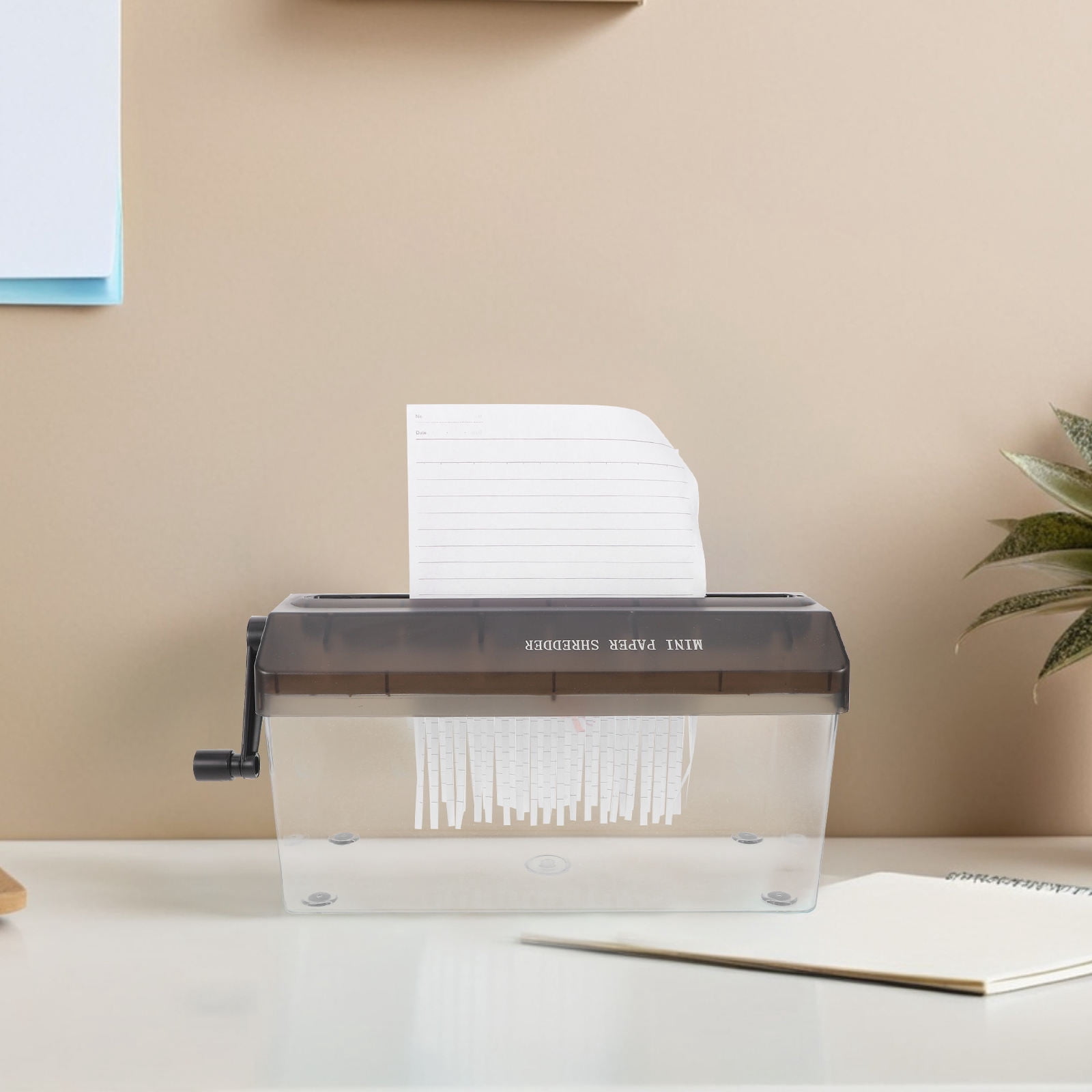 COMPUKAS Manual Handheld Paper Shredder Portable Compact Black Desktop Unit for Home Office