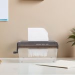 COMPUKAS Manual Handheld Paper Shredder Portable Compact Black Desktop Unit for Home Office