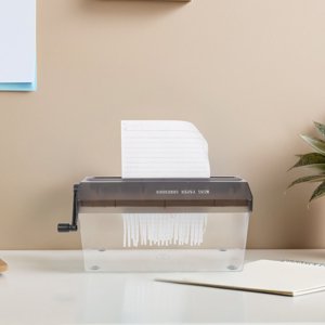 COMPUKAS Manual Handheld Paper Shredder Portable Compact Black Desktop Unit for Home Office