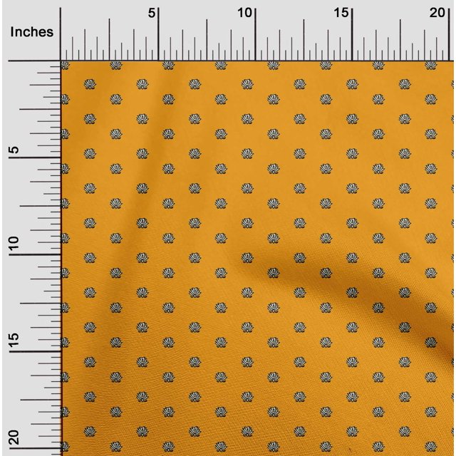 oneOone Cotton Silk Fabric Lotus Block Print Fabric By The Yard 42 Inch Wide