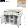 thumbnail image 4 of Modern Kitchen Island on 5 Wheels with Storage Cabinet and Drop-Leaf Countertop, Kitchen Cart with Cabinet Door Internal Storage Racks and 3 Drawers for Dinning Room (White, 4 of 9