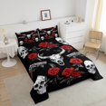 thumbnail image 4 of Erosebridal Cow Skull Skeleton Bedding Full Comforter Set, Hunting Theme Down Comforter, Gothic Rose Flower Home Decor, Reversible 3pcs, 4 of 8
