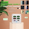thumbnail image 4 of Chargeurs de Téléphone pour Android Adaptateur d'Alimentation 150 W Tête de Charge 4 USB+2 PD Multiport Charge Rapide Chargeur de Téléphone Mobile Norme Us Prise en Charge de la Charge Simultanée de Plusieurs Appareils, 4 of 7