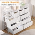 thumbnail image 4 of Garvee Commode en Tissu à 9 Tiroirs avec Station de Recharge, Tour de Rangement pour Chambre, Garde-Robe et Salon, Blanc, 4 of 10