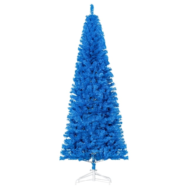 HOMCOM 7FT Artificial Christmas Tree with Automatic Open for Home Blue
