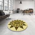 thumbnail image 4 of Ahgly Company Tapis d'Intérieur Ronds de Style Transitionnel Lavables à la Machine, Brun Chêne, 6 Pieds Rond, 4 of 7