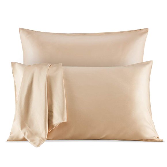 SLEEP ZONE Satin Pillowcase for Hair and Skin (Almond Buff, 20x40 Inches) - Nanotex® Ultra Soft Silky Pillowcase Set of 2 - Satin Pillow Covers with Envelope Closure - Gift Choice for Girls and Women