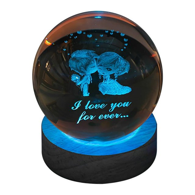 MesaSe 3d Glowing Crystal Ball Night Light Ornament Creative Coloful Night Scene Lamp With Base For Home Decor Gift