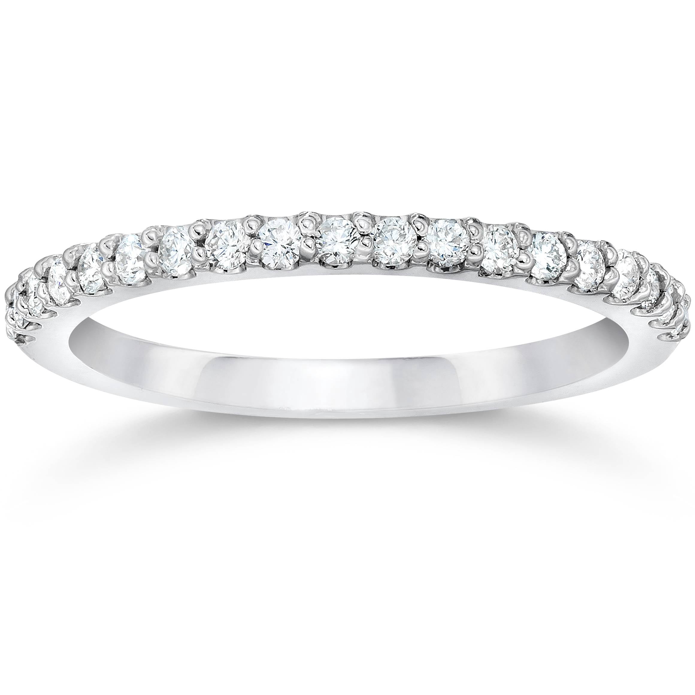 1/8ct 14k White Gold Diamond Engagement Band Wedding Stackable Prong Womens Ring