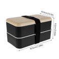 thumbnail image 4 of Premium Bento Box Adult Lunch Box with 2 Compartments (40oz), Cutlery & Set of Chopsticks, Large Dip Container, Cute Black Japanese Bento Box, Rectangle, Microwavable, 4 of 8