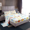 thumbnail image 1 of Erosebridal Cartoon Bus Car Bed Sheets Set Full Size, Construction Vehicle Bed Sheets Full, Colorful Flower Decor, 1 of 6
