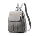 thumbnail image 3 of Women PU Backpack Large Capacity Travel Organizer School Solid Color Causal Adjustable Handbag Rucksack Tote Shoulder Bag Light Grey, 3 of 8