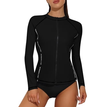 Maillot Dermoprotecteur pour Femmes à Manches Longues, Fermeture Éclair devant, Chandail de Bain UPF 50