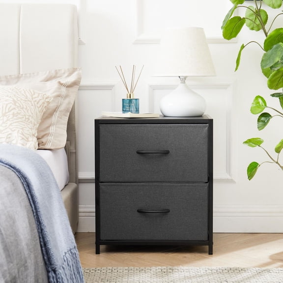Mainstays 2 tissu de tiroir table de chevet, gris