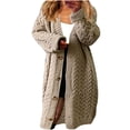 thumbnail image 2 of Cardigans Doux pour Femmes, Tricot pour Femmes, Coupe Ample, Mi-Long, Col à Revers Irrégulier, Cardigan, 2 of 5