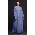thumbnail image 2 of Bimba Robe Maxi à Manches Longues pour Femmes en Georgette Mousse Imprimée de Feuilles et d'Azalée à Taille Élastique - Grande, 2 of 5