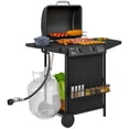 thumbnail image 1 of Outsunny 2+1 Burner Propane Gas BBQ Grill, Portable Gas Grill, Black, 1 of 10