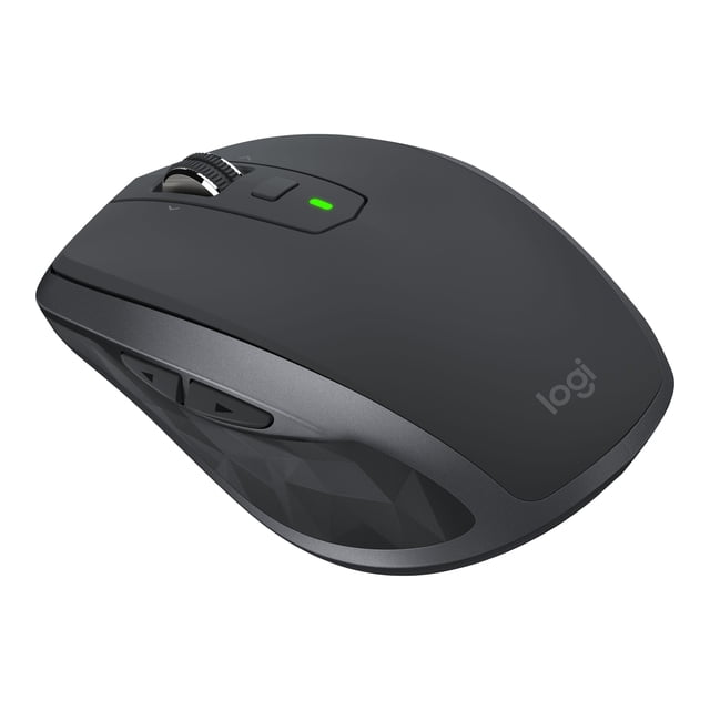Logitech MX Anywhere 2S Wireless Laser Mouse en Noir, avec Bluetooth et Connectivité 2,4 GHz. Conception Compacte et Sculptée avec Boutons Latéraux et Molette de Défilement Hyper-Rapide. Inclut Logitech Flow pour un Contrôle Fluide de jusqu'à Trois Appareils et un Suivi Haute Précision Darkfield pour une Utilisation sur Diverses surfaces, Y Compris le Verre. Batterie Rechargeable avec Capacité de Recharge Rapide.