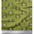 thumbnail image 1 of Soimoi Green Rayon Fabric Feather & Elk Mount Face Fabric Prints By Yard 42 Inch Wide, 1 of 5