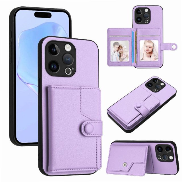 FOXDOCK Case for iPhone 13 pro RFID-Blocking Card Holder - Stylish Button Closure Design