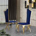 thumbnail image 2 of Chaises d'Appoint Élégantes en Velours Bleu Marine et Acier Inoxydable Doré (Lot de 2), 2 of 2