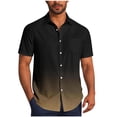 thumbnail image 1 of Pisexur T-shirts pour Hommes, Mode Décontractée Col Rabattu Impression Dégradée Manches Courtes Chemise Boutonnée Blouse Kaki, S Chemises de Golf Hommes & Chemises Hommes, 1 of 7