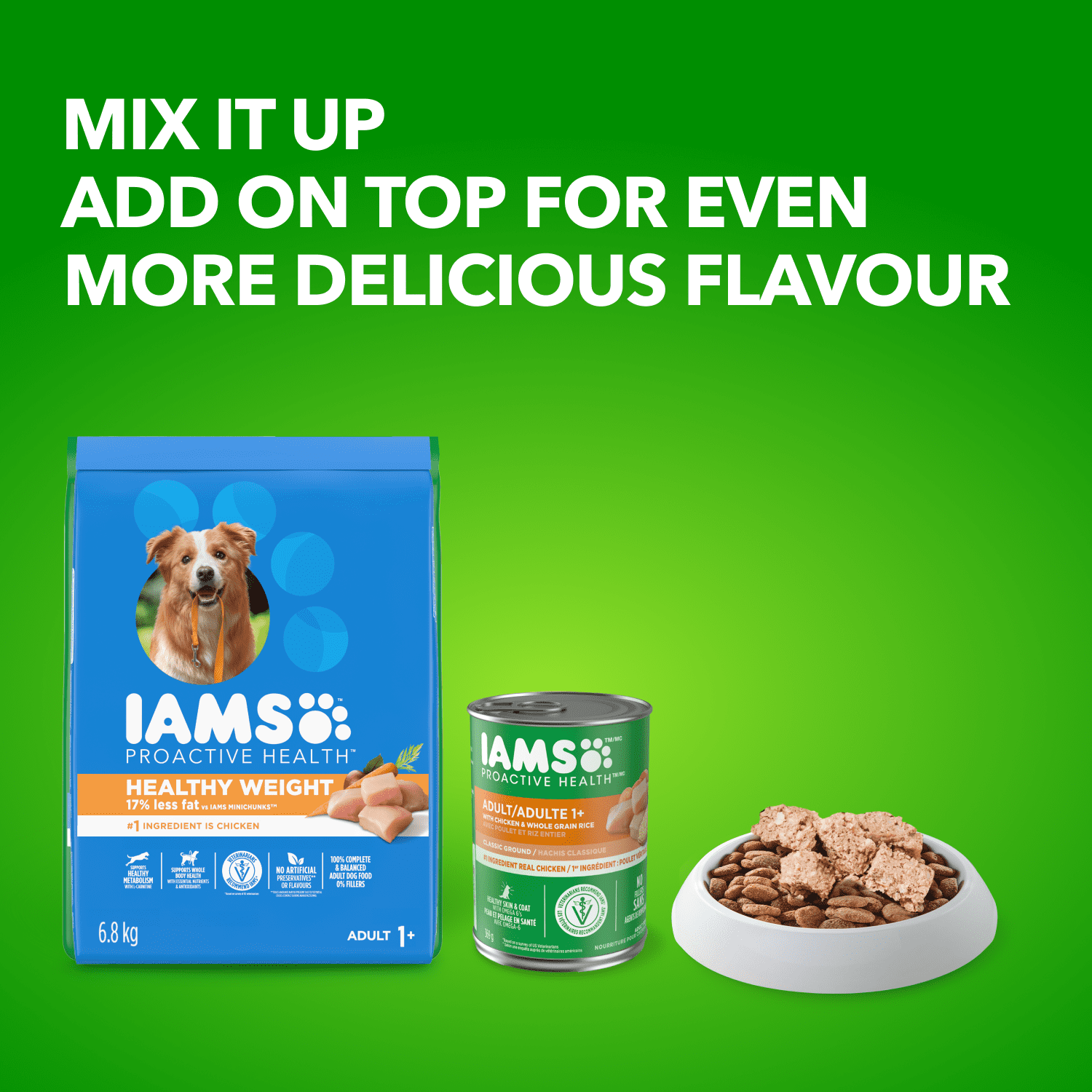Iams Adulte Contrôle du Poids Poids Santé Nourriture Sèche pour Chiens avec du Vrai Poulet 6.8kg