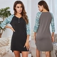 thumbnail image 3 of Ladies Christmas New Contrast Color Stitching Nightdress Solid Color Plus Size Pajamas Nightgown, 3 of 15