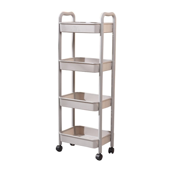 4-Layer Kitchen Storage Cart Armrests Casters Plastic Functional Shelf for Bathroom Toiletries Organizer