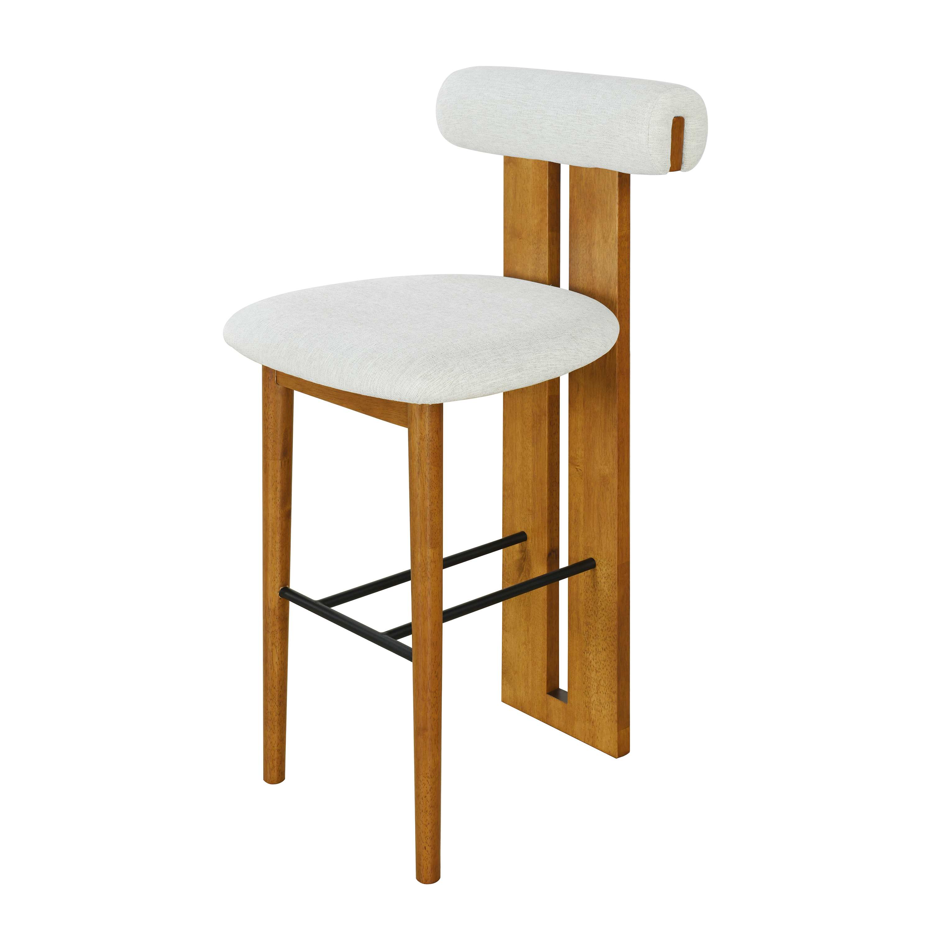 Ensemble de 4 tabourets de bar modernes Renée de Noble House, siège rembourré ivoire, noyer et ivoire