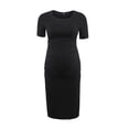 thumbnail image 2 of Pisexur Maternity Bodycon Dress Side Ruch Short & 3/4 Sleeve Dress for Baby Shower Daily (S-2XL), 2 of 3