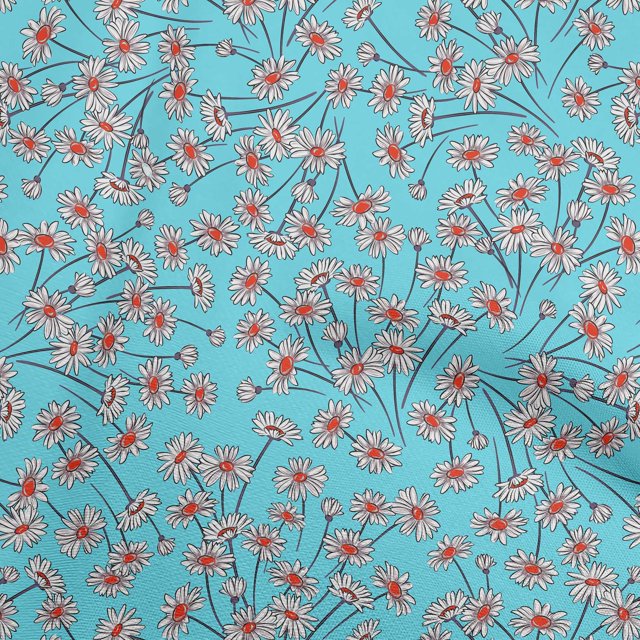 oneOone Rayon Turquoise Blue Fabric Floral Craft Projects Decor Fabric Printed By The Yard 56 Inch Wide