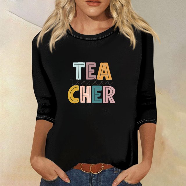 UPPADA Blouses pour Femmes Grande Taille à Manches 3/4, T-Shirts à Imprimé Floral Teintable, Chemises Décontractées Tendance à Col Rond, Chandails Confortables à Enfiler, Hauts Blouses Mignons d'Été pour Femmes, Hauts à Manches 3/4 en Liquidation