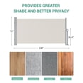 thumbnail image 2 of OUTWIND 71'' x 138'' Retractable Side Awning, Awning Sunshine Privacy Divider Wind Screen, Rust-Proof Privacy Screen Outdoor for Patio Pool Deck Backyard, Beige, 2 of 9