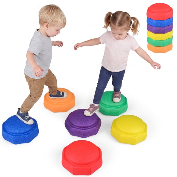 Gymax 6PCS Stepping Stones for Kids Non-Slip Balance Sensory Toys Indoor Outdoor