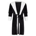 thumbnail image 2 of Fashnice Women Sleepwear Long Sleeve Sherpa Robes Solid Color Fuzzy Plush Bathrobe Warm Sleeping Fleece Robe Black L, 2 of 4