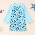 thumbnail image 2 of TOOYOU Toddler Boy Swimsuit Swimwear Long Sleeve Rash Guard Print For Baby Beach Pool Swimming Sun Summer Outfit Child Bathing Suit For Swimming Lessons And Beach Size 12-18 Months,Light Blue, 2 of 6