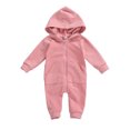 thumbnail image 1 of Combinaison à Manches Longues pour Bébé Mode Automne Couleur Unie avec Capuche à Fermeture Éclair une Pièce Pantalon Long avec Poche, 1 of 1