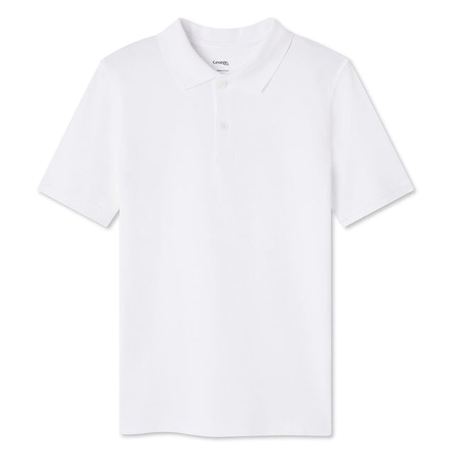 George Uniforme pour Garçons Polo, Lot de 2, Comprenant un Polo Blanc à Manches Courtes pour Garçons avec Col Écarté, Patte de Boutonnage à 2 Boutons et Ourlet Droit en Piqué de Coton Respirant, Idéal pour les Uniformes Scolaires et les Événements Sociaux de Fin de Semaine.