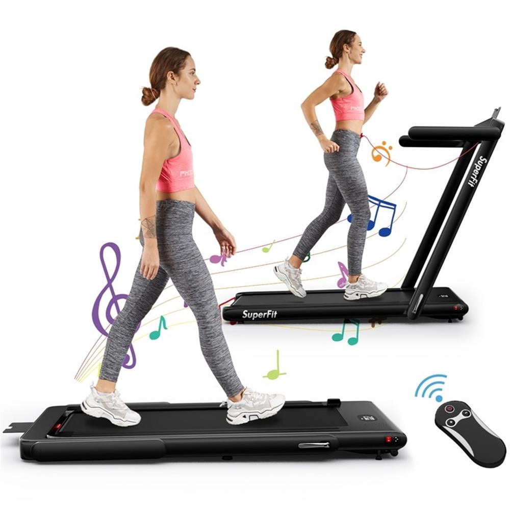 Pemberly Row Up To 7.5MPH 2.25HP Single Display Screen Treadmill in Black