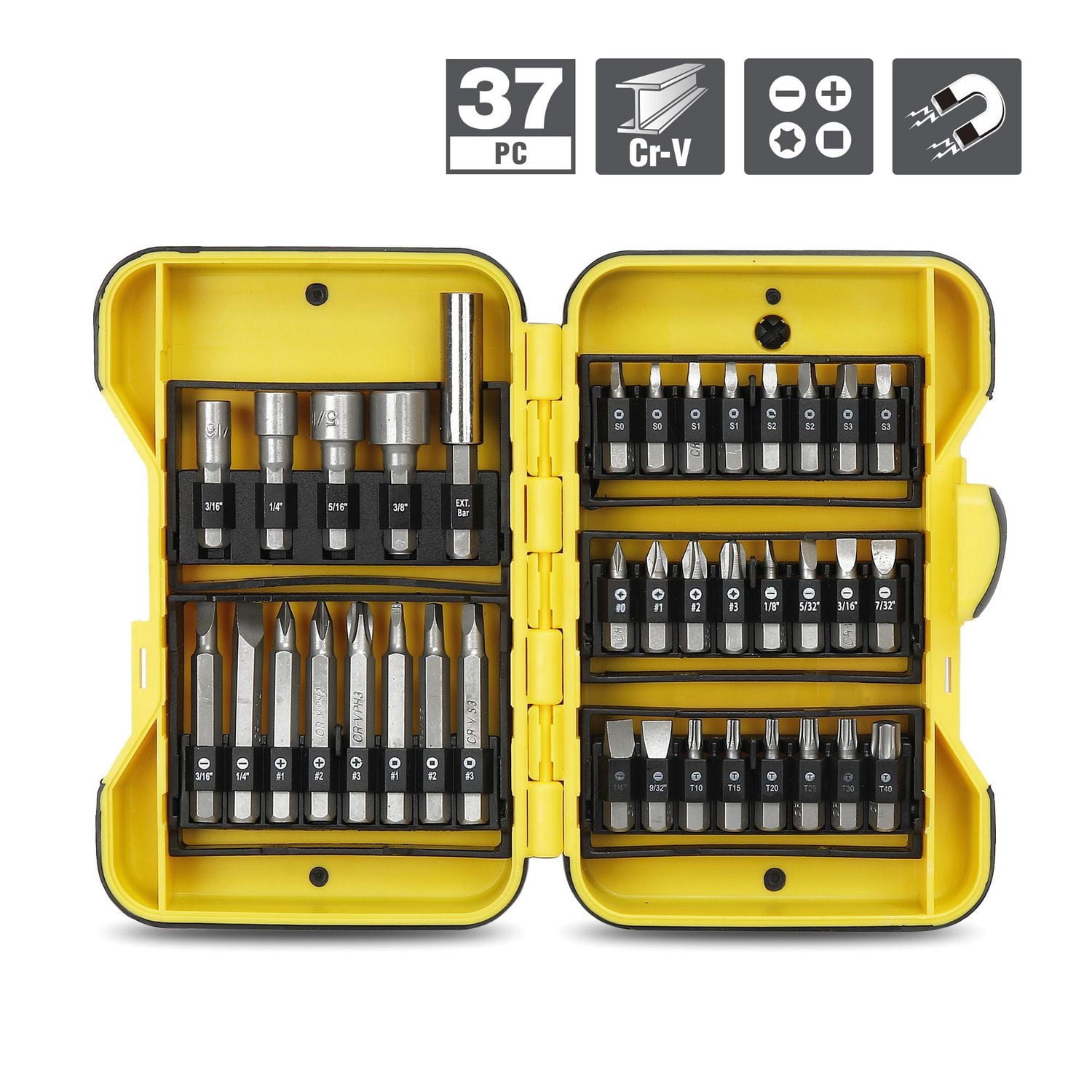 WorkPro Screwdriver Bit Set -37 Piece,Nut Drivers and Screwdriver Bits,Cr-V