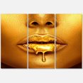 thumbnail image 2 of Designart Gold Paint Drips From Sexy Woman Lips Canvas Wall Art, 2 of 4