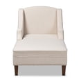 thumbnail image 2 of Baxton Studio Leonie Beige Chaise Longue Rembourrée Finition Brune, 2 of 9