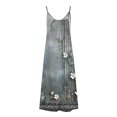 thumbnail image 4 of Ovzne Robes Grande Taille pour Femmes Rondes Robe d'Été Robes d'Été pour Femmes Imprimé Sans Manches Col Rond Robe Décontractée Longues Robe Maxi Grande Taille Imprimée Liquidation, 4 of 5