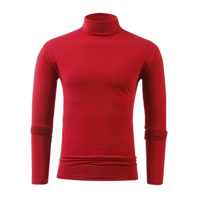 yardsong Compression Thermal Mock Neck Base Layer for Men - Fall Winter Warm Long Sleeve Solid Pullover Top Wine,XL