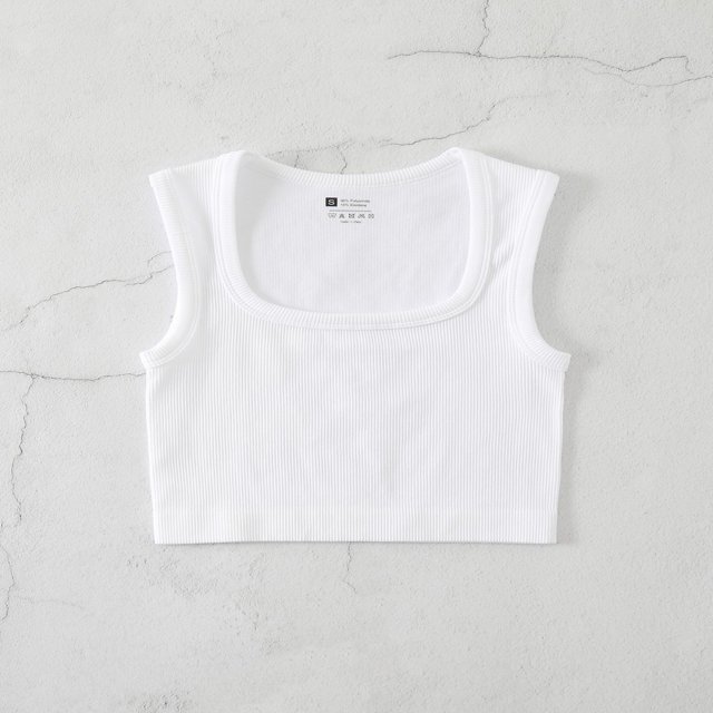 LYMAYTER Women's Square Collar Tank Summer Tight Ribbed Crop Tops Casual Basic Shirt for S-L
